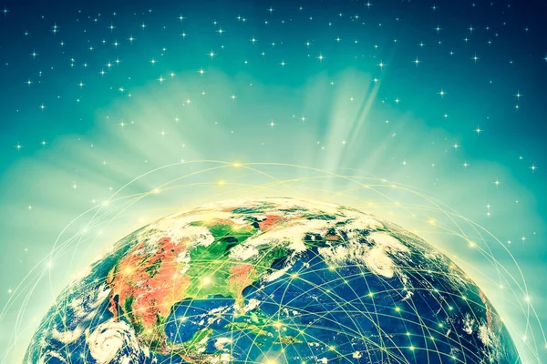 Terra dallo spazio. Miglior concetto Internet di business globale da serie concetti. Elementi di questa immagine forniti dalla NASA. Illustrazione 3D — Foto Stock