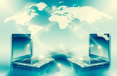 En iyi Internet kavramı küresel iş kavramları serisi. Bilgisayar hareketlilik, internet iletişimi ve bulut bilgi işlem kavramı