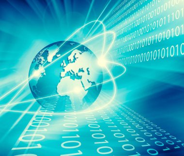 En iyi Internet kavramı küresel iş. Küre, parlak çizgiler o