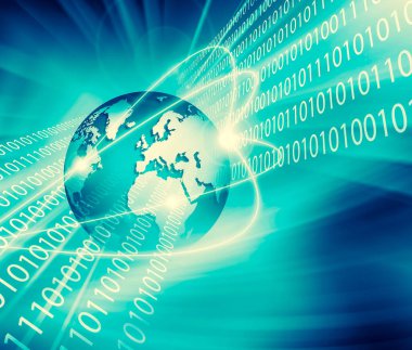 En iyi Internet kavramı küresel iş. Küre, parlak çizgiler o