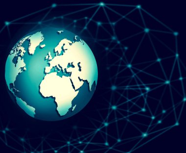 En iyi Internet kavramı küresel iş. Küre, parlak çizgiler o