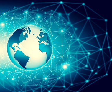 En iyi Internet kavramı küresel iş. Küre, parlak çizgiler o