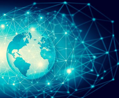 En iyi Internet kavramı küresel iş. Küre, parlak çizgiler o
