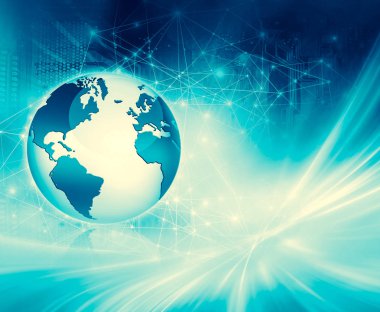En iyi Internet kavramı küresel iş. Küre, parlak çizgiler o