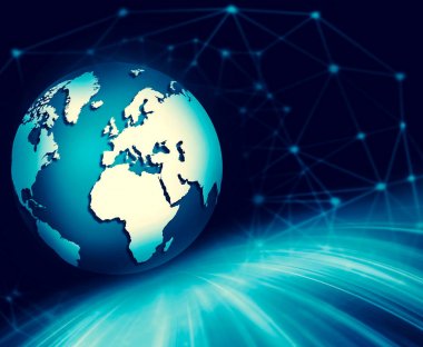 En iyi Internet kavramı küresel iş. Küre, parlak çizgiler o