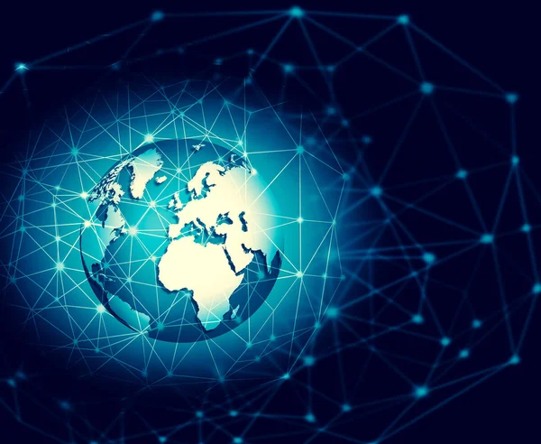 Best Internet Concept of global business. Globe, glowing lines o — Stock Photo, Image