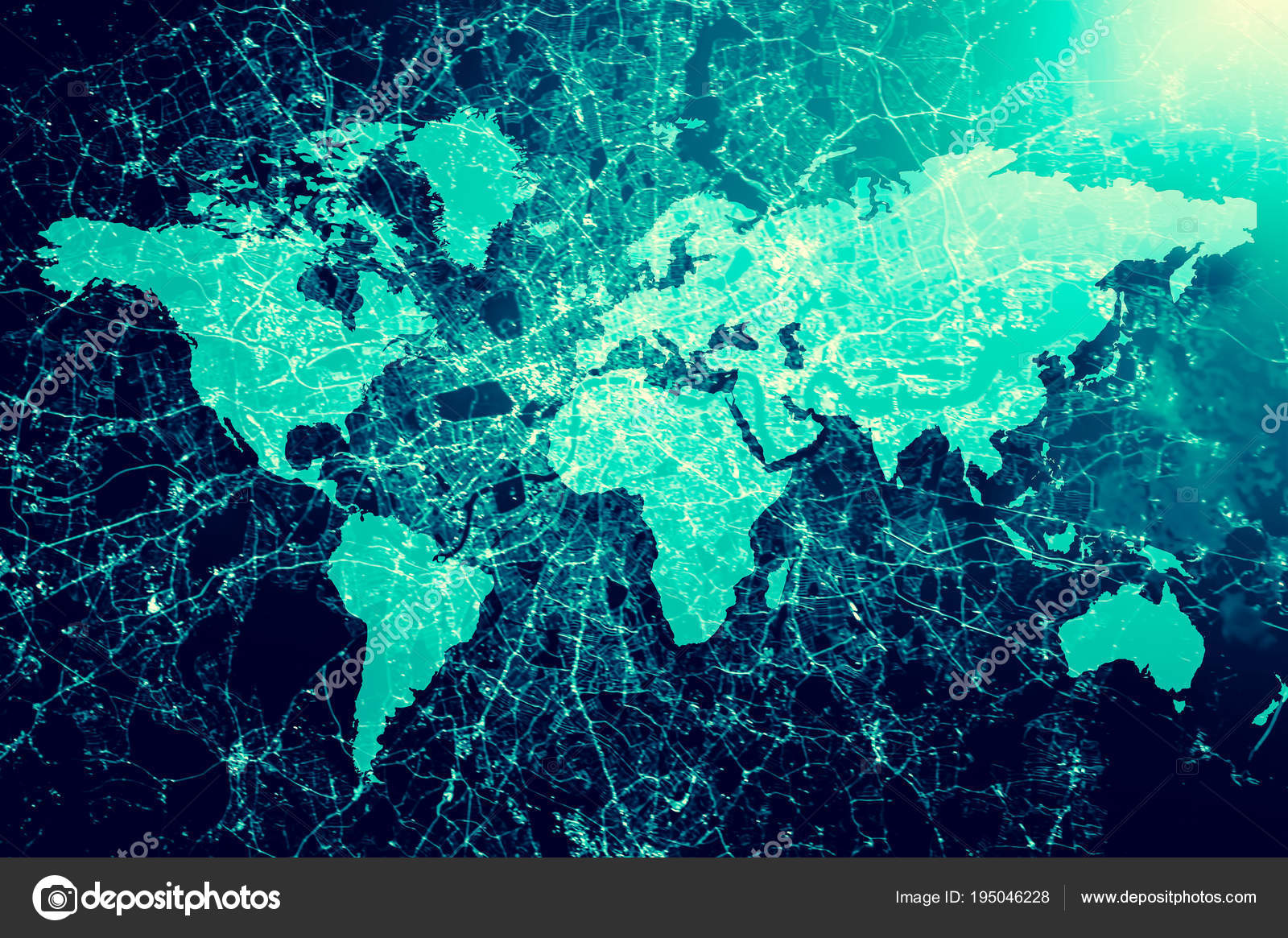 Carte Du Monde Sur Un Fond Technologique Symboles De Lignes