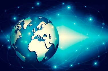 En iyi Internet kavramı küresel iş. Küre, parlak çizgiler o
