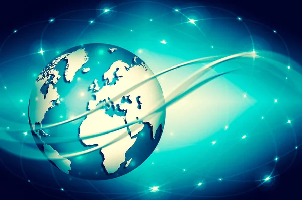 Best Internet Concept of global business. Globe, glowing lines o — Stock Photo, Image