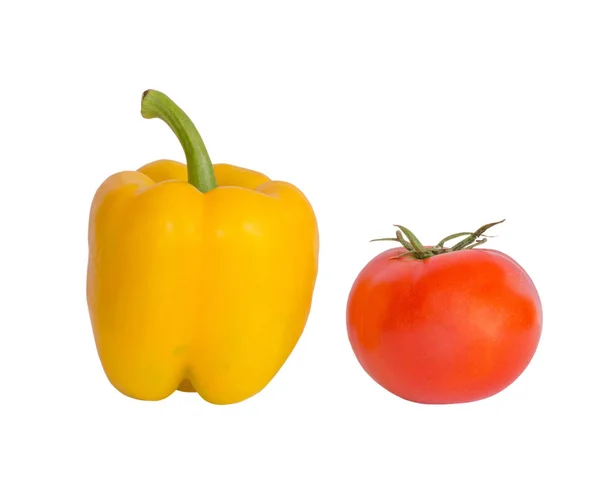 Sweet yellow bell pepper and red tomato — Stock Photo, Image