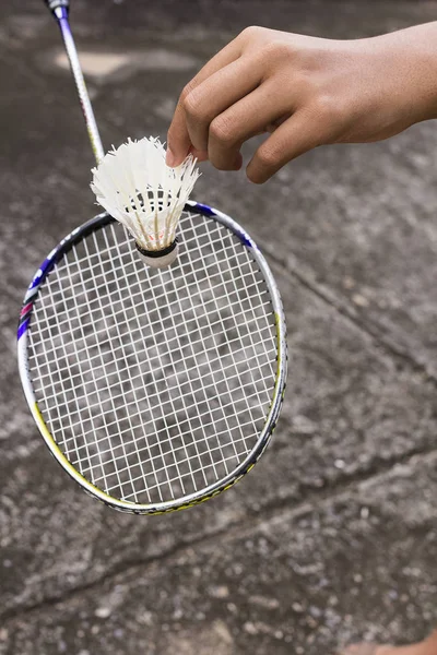 Hand of badminton serve — Stock Photo, Image