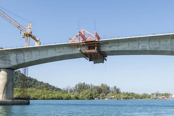 Construction of big bridge over the sea