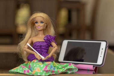 Krabi, Tayland - 5 Ekim 2017: Barbie bebek evde.