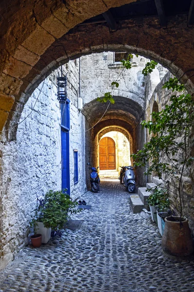 Mittelalterliche Straße Der Stadt Rhodos — Stockfoto