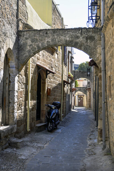 Medieval street of the city of Rhodes.
