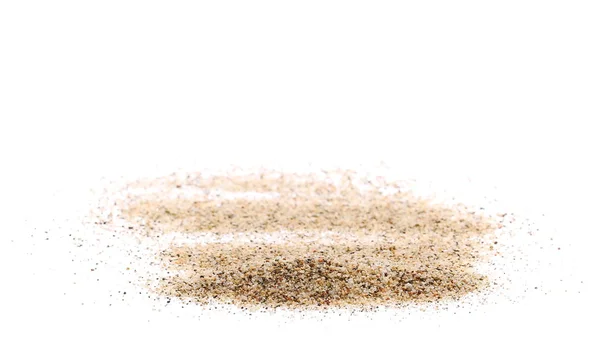 Pile sabbia isolata su sfondo bianco e texture — Foto Stock