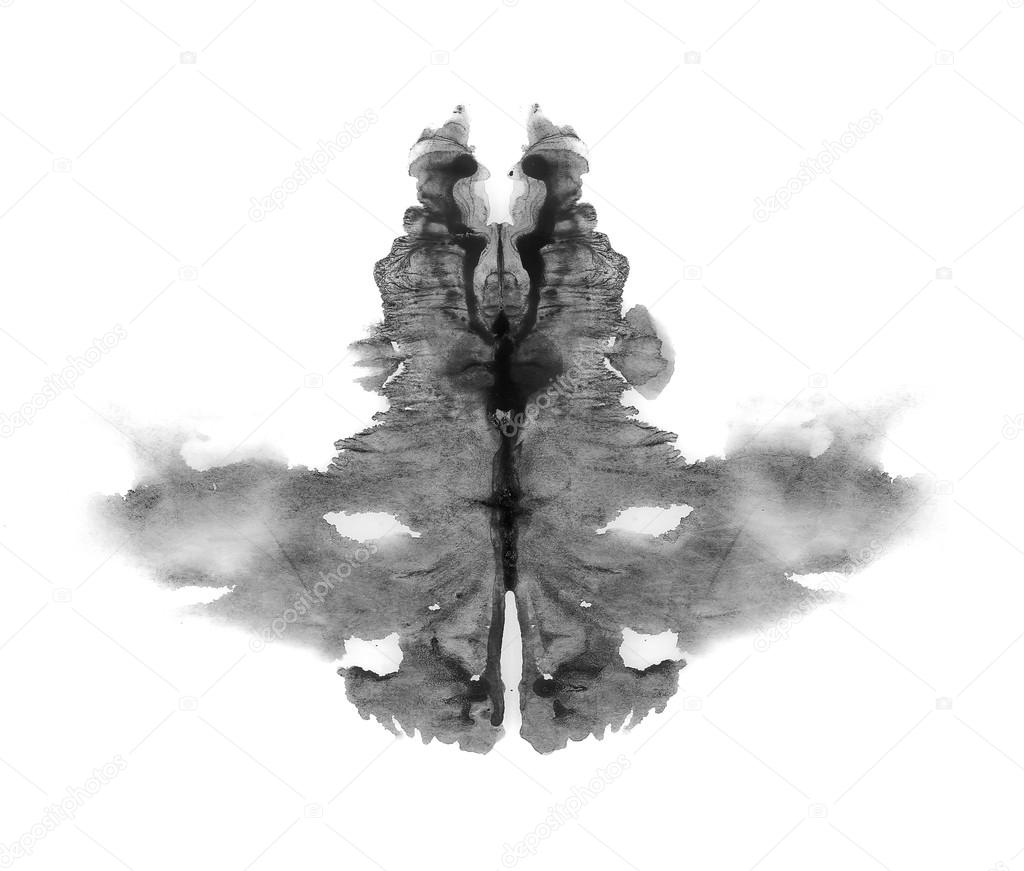 photo Rorschach inkblot test isolated on white background