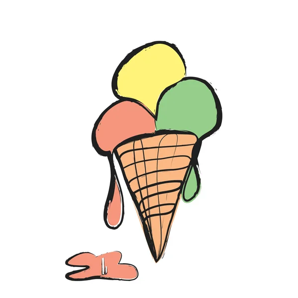 Helado de dibujos animados en cono de gofre — Foto de Stock