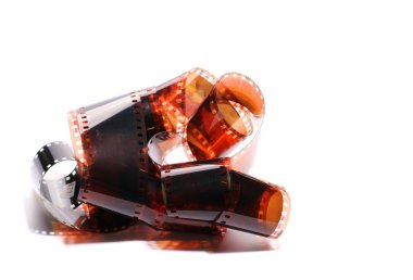 eski renkli film rulo üzerinde izole beyaz arka plan