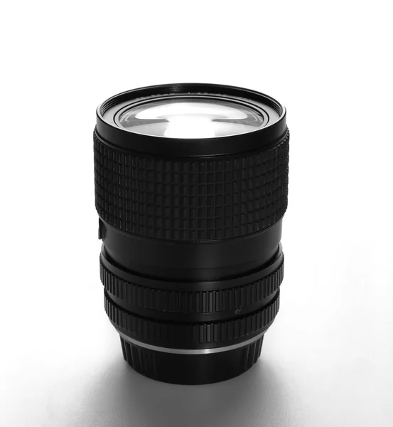 Black camera lens isolate on white — ストック写真