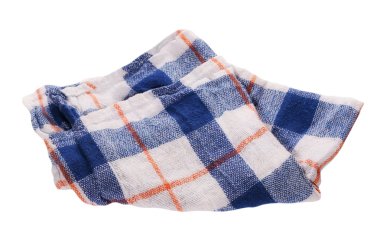 mavi beyaz kareli Bulaşık bezi beyaz arka plan üzerinde izole bez