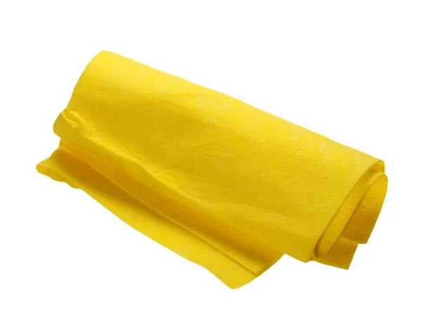 Абсорбирующие ткани, желтая посуда изолированы на белом, с вырезкой пути — стоковое фото