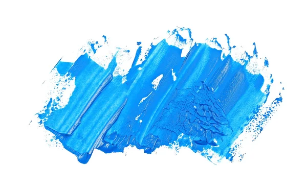 Photo blue grunge brush strokes oil paint isolated on white background — Stock Photo, Image