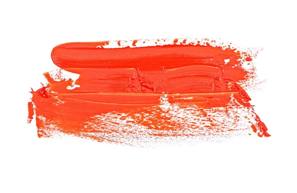 Pinceladas vermelho grunge pintura a óleo isolado no fundo branco — Fotografia de Stock