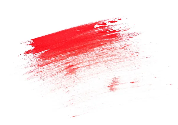Red grunge brush strokes oil paint isolated on white background — Stock Photo, Image