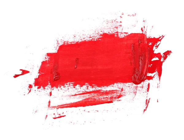 Beyaz arka plan üzerinde izole kırmızı grunge fırça darbeleri yağlı boya — Stok fotoğraf