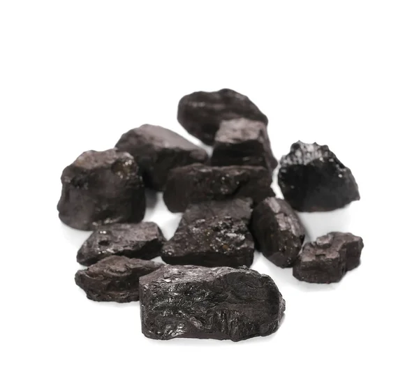 Pile fekete szén elszigetelt fehér alapon — Stock Fotó
