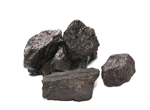 Pile black coal isolated on white background — Stock Photo, Image