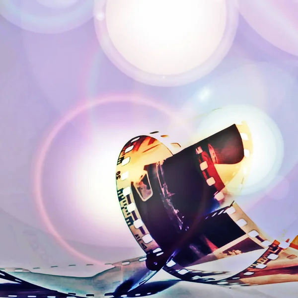 Retro barva filmový pás s reflektor pozadí a textury — Stock fotografie