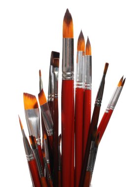 kırpma yolu ile beyaz arka plan üzerinde çeşitli Boya Fırçası aracı izole seti