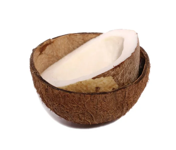 Половина кокоса изолирована на белом — стоковое фото