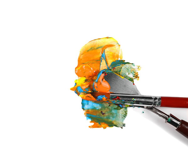 brush and paint scratch isolated on white