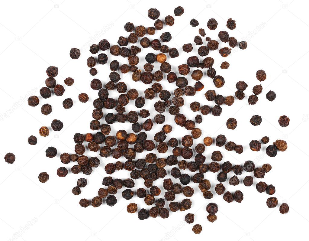 pile peppercorns isolated on white