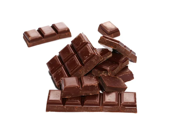 Barras de chocolate aisladas sobre fondo blanco —  Fotos de Stock