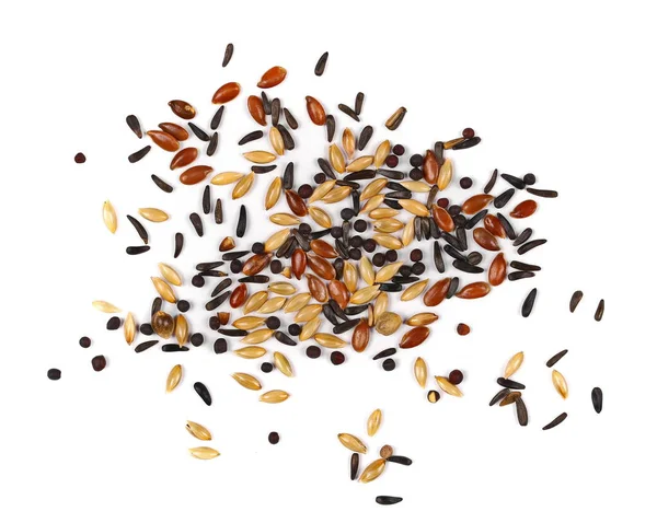 Mixed bird seed isolated on white — Stock Photo, Image