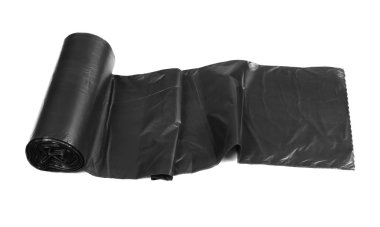 plastik çöp torbaları üzerinde beyaz izole rulo