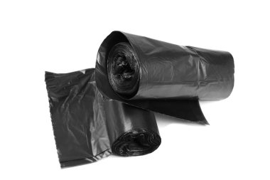 plastik çöp torbaları üzerinde beyaz izole rulo