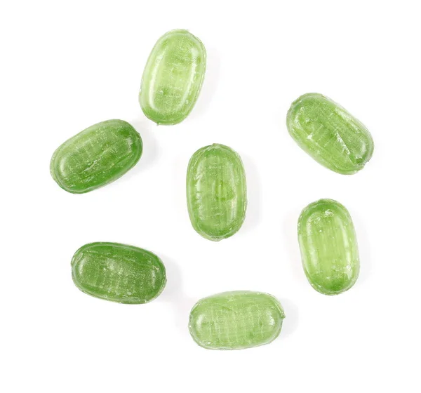 Green candies isolated on white background — Stock Photo, Image