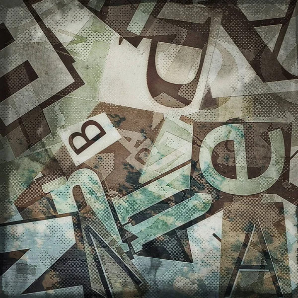Grunge collage av bokstäver bakgrund — Stockfoto