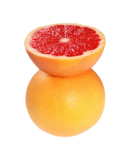Half and slice of grapefruit isolated on white — Stock Photo, Image