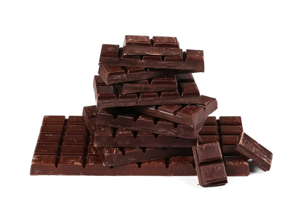 Barras de chocolate aisladas sobre fondo blanco — Foto de Stock