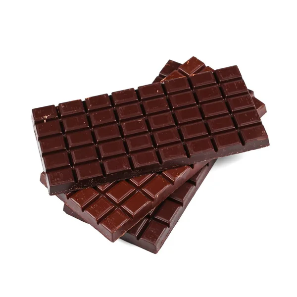 Barras de chocolate aisladas sobre fondo blanco — Foto de Stock