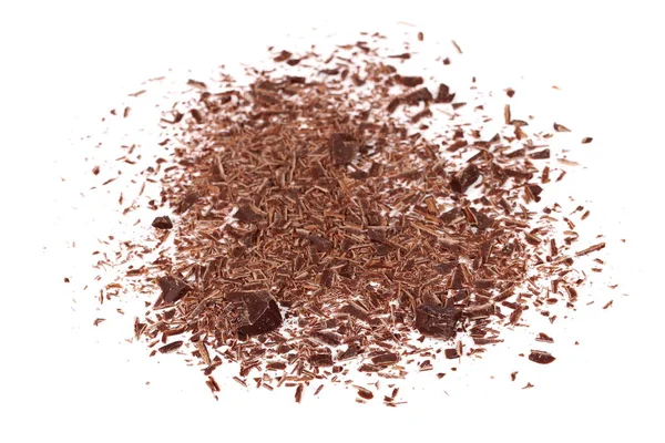 Pile chopped chocolate isolated on white — Stock Photo, Image