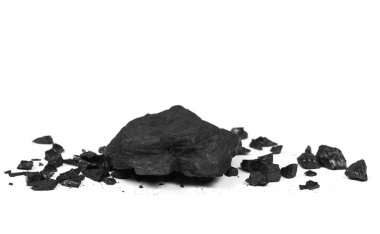 pile black coal isolated on white background clipart