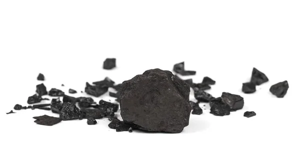 白色背景上隔离的桩状黑煤 — 图库照片