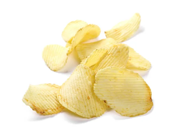 Aardappel chips geïsoleerd op witte achtergrond — Stockfoto